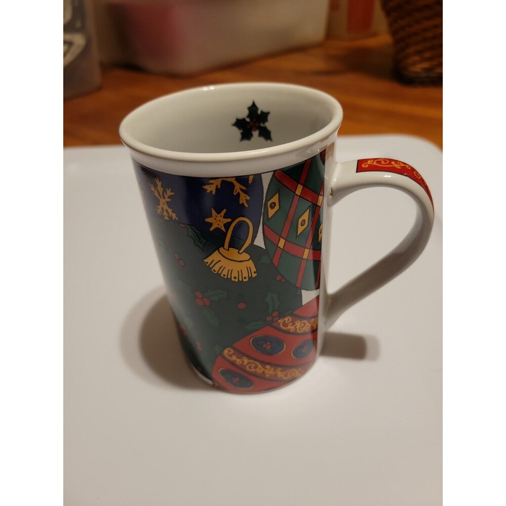 Vintage Christmas Mug 1995 Ornament Fine Works Design Holiday Elegance